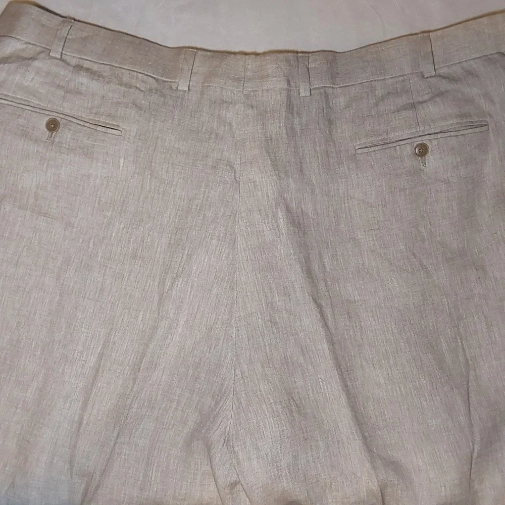 Joseph Abboud Men's 45 x 30 100% Linen‎ Straight Leg Beige Tan Dress Pants